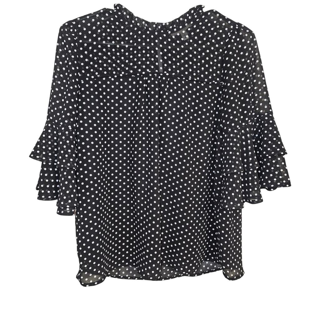 Monteau Black and White Polka Dot Blouse Size S
